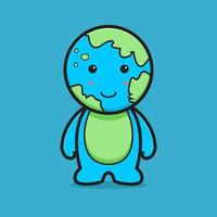 Cute earth mascot character cartoon vector icon illustration