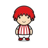 cute boy cartoon character with football costume vector