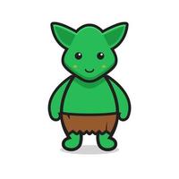 lindo personaje de mascota duende verde vector