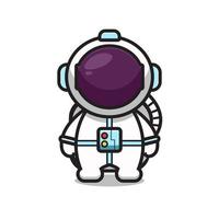 Cute astronaut mascot character cartoon vector icon illustration
