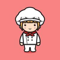 Ilustración de icono de vector de dibujos animados de personaje de chef lindo