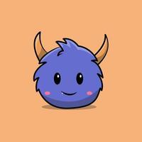 cute blue monster mascot character vector