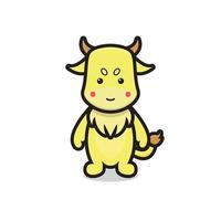 cute yellow ox mascot  character vector