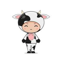 Cute Animal Cow Mascot Character Illustration vector