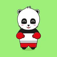 Ilustración linda del personaje de la mascota del panda jugar al boxeo. vector