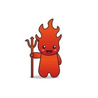 ilustración de personaje de mascota de fuego lindo vector
