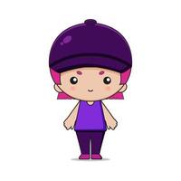 Cute Girl Mascot Character Illustration vector