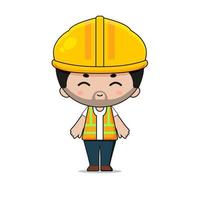 ilustración de personaje de mascota de construcción de mano de obra linda vector