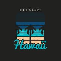 ilustración del paraíso de la playa de hawaii para el surf vector