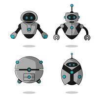 Cute Flying Robot Mascot Set vector