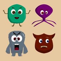 Cute Flat Monster Set vector