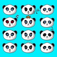 lindo conjunto de mascota panda vector