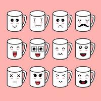 Cute Mug Character Set vector