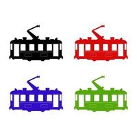 Tram Set On White Background vector