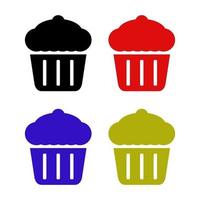 Set Of Cup Cake On White Background vector