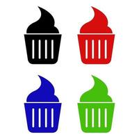 Set Of Cup Cake On White Background vector