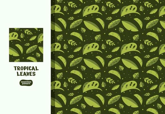 Tropical Green leaves Seamless Pattern Illustrations