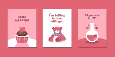 Valentine's day illustrations for cards poster or stickers