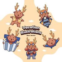 Cute Holiday Vacation Deer Vector illustrations
