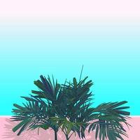 Vector flat style of Areca palm. isolate on pastel pink and blue background. nostalgic emotion aesthetic feeling