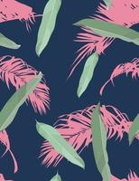 Seamless pattern of exotic leaf, palm coconut leaf, vintage saturation pastel colour palette, flat minimal hand draw vector