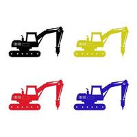 Set Of Excavator On White Background vector