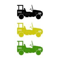 Conjunto de jeeps militares sobre fondo blanco. vector