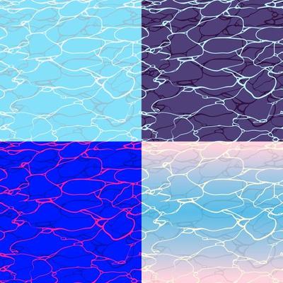 Bright ripple surface of swimming pool. seamless pattern 4 color scheme example.
