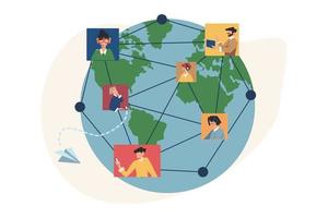 Communication via the internet social networking around the world vector