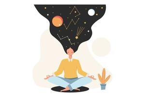 concepto de meditación durante las horas de trabajo para liberar el estrés vector