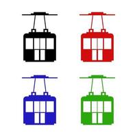 Set Of Cable Car On White Background vector