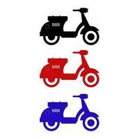 Conjunto de scooters sobre fondo blanco. vector