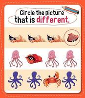 Circle the picture that is different activity for kids vector