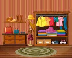 Interior design of dressing room vector