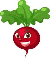 Radish cartoon character with happy face expression on white background vector