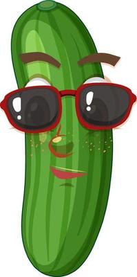 Cucumber cartoon character with facial expression