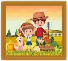 A picture of Dad and daughter in the farm scene vector