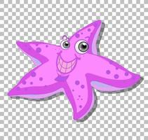 sonriente personaje de dibujos animados de estrellas de mar aislado vector