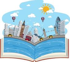 Open book with London town scene vector