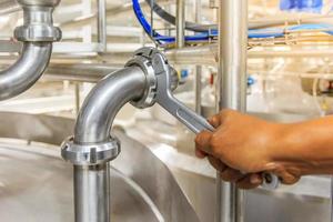 Close up shot of a hand of technician photo