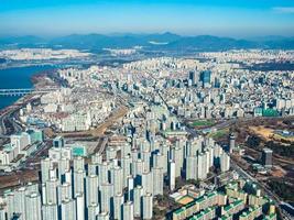 Aerial view of Seoul City, South Korea photo