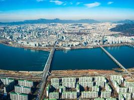 Aerial view of Seoul City, South Korea photo