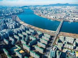 Aerial view of Seoul City, South Korea photo