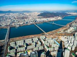 Aerial view of Seoul City, South Korea photo