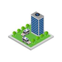 Isometric Hospital On White Background vector