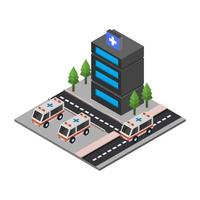 Isometric Hospital On White Background vector