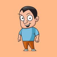 Ilustración de icono de vector de dibujos animados de personaje de hombre lindo gran sonrisa