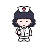 cute nurse character holding book vector