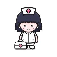 cute nurse character bring medicine box vector