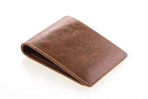 Brown leather wallet on white background photo